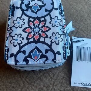 Vera Bradley Floral Patterned Travel Pill Case- Blue and Pink